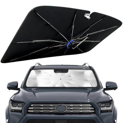 Windshield Sun Shade for Toyota 4Runner 2010-2026 with 360° Rotating Shaft, Custom Fit Umbrella Sunshade for UV Blocking, Interior Heat Protection, Easy Storage - size: Fit for Toyota 4Runner 2010-2026