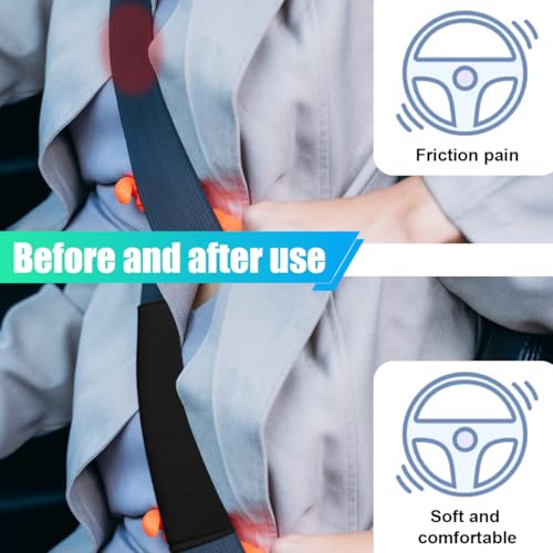 2PCS Long Car Seat Belt Cover Pads, Soft Mesh Seatbelt Shoulder Strap Protector Pad for Comfort Driving, Breathable Car Seat Belt Pad Harness Cushion Protect Your Neck and Shoulder (Black) - color: Black