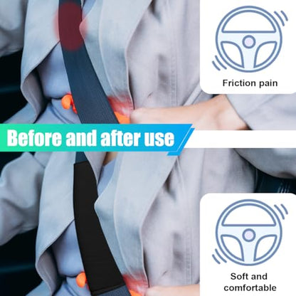 2PCS Long Car Seat Belt Cover Pads, Soft Mesh Seatbelt Shoulder Strap Protector Pad for Comfort Driving, Breathable Car Seat Belt Pad Harness Cushion Protect Your Neck and Shoulder (Black) - color: Black