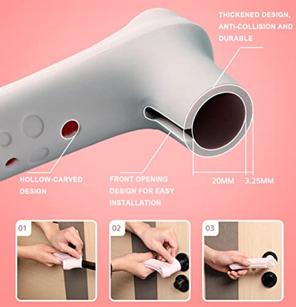 Door Levers Handle Cover, 2 PCS Anti-Collision Anti Static Electricity Door Handle Silicone Protective Cover for Children protectoin (Grey) - color: Grey