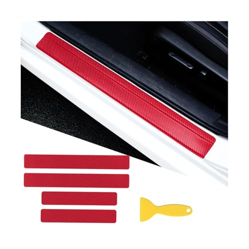 4PCS Car Door Sill Protector, 3D Carbon Fiber Vehicle Entry Edge Guard Trim, Anti-Scratch Automotive Threshold Sill Cover Strips Accessories, Universal for SUV, Sedan, Truck (Wine Red) - color: Wine Red