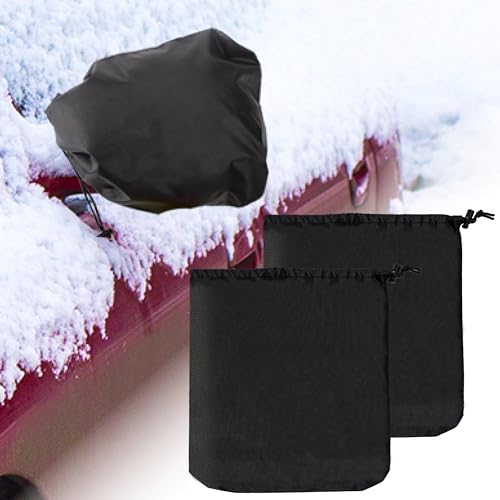 2Pcs Side Mirror Covers, Waterproof Car Side Mirror Protection for Snow, Ice, Bird Droppings - Universal Fit for Cars, SUVs, Winter Rearview Guard, Auto Exterior Accessories with Drawstrings - color: 2PCS