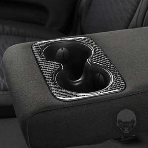 NVCNX Real Premium Carbon Fiber Accessories for Dodge Durango 2011-2020 2012 2013 2014 2015 2016 2017 2018 2019 Car Rear Cup Holder Cover Interior Trim Sticker Decal 1PC - color: 2011-2020 Rear Cup Holder Trim