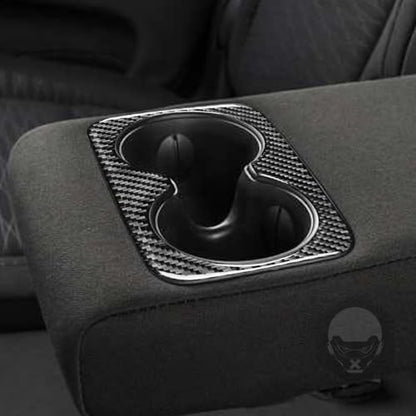 NVCNX Real Premium Carbon Fiber Accessories for Dodge Durango 2011-2020 2012 2013 2014 2015 2016 2017 2018 2019 Car Rear Cup Holder Cover Interior Trim Sticker Decal 1PC - color: 2011-2020 Rear Cup Holder Trim