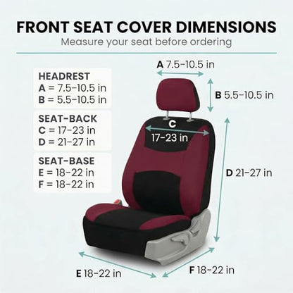 FH Group Light & Breezy Cloth Car Seat Cover Front Set, Airbag Ready with Gift- Universal Fit for Cars Trucks and SUVs (Burgundy/Black) FB030102 - color: Burgundy, size: Front Set