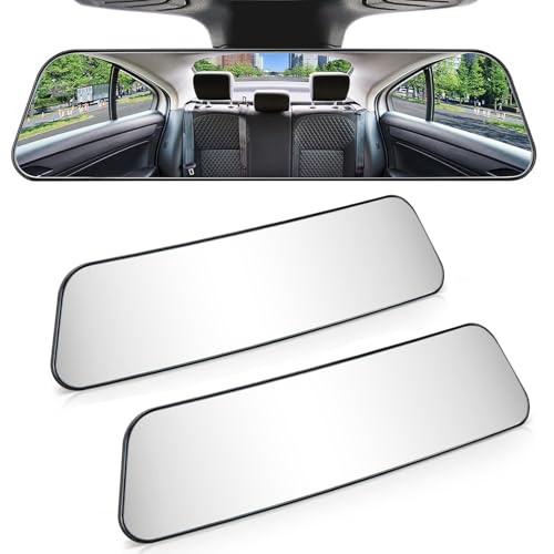 JOYTUTUS Rearview Mirror, 2 pack 12 Inch Panoramic Interior Clip-on Wide Angle Convex Rear View Mirror, Reduce Blind Spot Effectively for More Car SUV Trucks -Clear - color: Clear 2 PCS