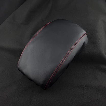 LECART Armrest Cover for Jeep Gladiator Accessories Wrangler JL JLU 2018-2022 Car Center Console Cover Black Leather Red Stitches Auto Interior Anti-Scratch Protector Pad