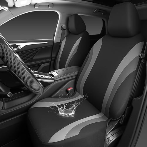 CAR PASS EVA Waterproof Car Seat Covers Front Seats,Gray Two Front Seat Covers,Airbag Compatible,Automotive Seat Covers Universal Fit Sedans,Cars,Vans,SUVs,Trucks (Black and Gray) - color: Black and Gray Waterproof, size: Two Front Seat