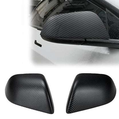 Side Mirror Caps Cover Compatible with Tesla Model 3 2017 2018 2019 2020 2021 2022 2023 2024 2025 Matte Carbon Fiber Mirror Covers - color: Model 3 Matte Carbon Fiber Mirror Covers