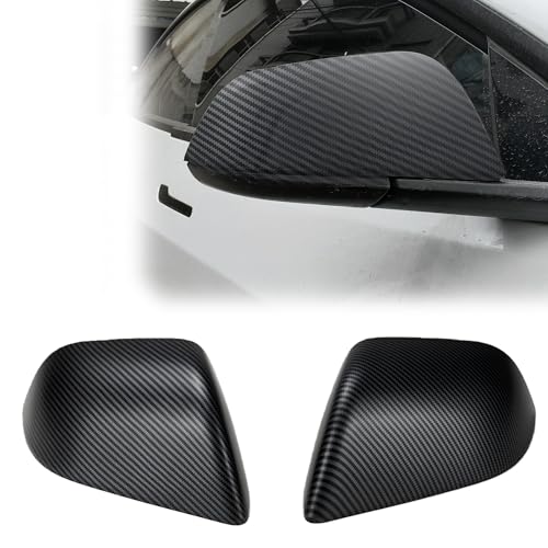 Side Mirror Caps Cover Compatible with Tesla Model 3 2017 2018 2019 2020 2021 2022 2023 2024 2025 Matte Carbon Fiber Mirror Covers - color: Model 3 Matte Carbon Fiber Mirror Covers