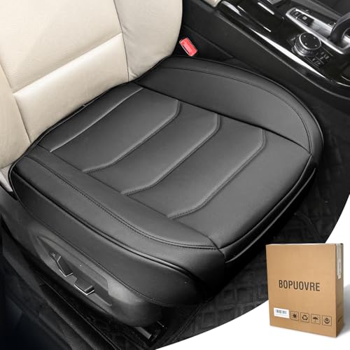 BOPUOVRE Car Seat Cover for Luxury & Comfort - PU Leather, Anti-Slip, Full Wrap Protection with Storage Pocket for Bottom Cushion - Universal Fit for 95% of Vehicles (Black,1 Piece) - color: black, size: 1 Piece