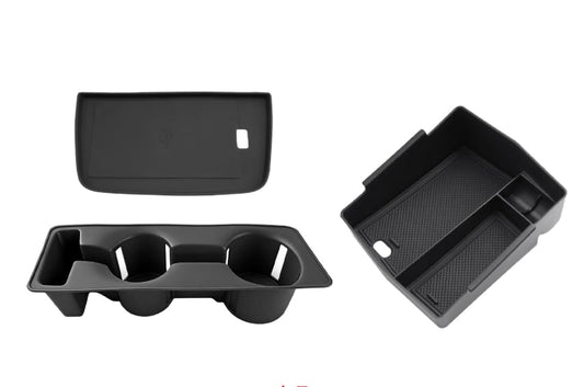 BIBIBO for 2026 Subaru Forester Center Console Organizer 2026 Subaru Forester Console Armrest Tray+Cup Holder +Wireless Charging Mat Forester Insert Organizer Forester Accessories - color: Black-3Pack (for 2026 Forester)