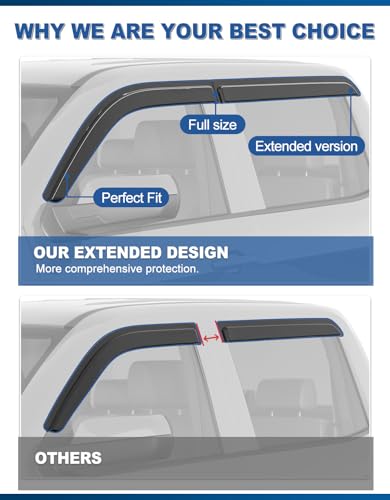 Out-Channel Window Rain Guards Fit for 2014-2018 Chevrolet Silverado & GMC Sierra 1500 2500HD 3500HD Crew Cab, Window Visors Vent Shades Wind Deflector Dark Smoke with Thicker 4PCS - size: Fit for 2014-2018 Silverado & Sierra Crew Cab