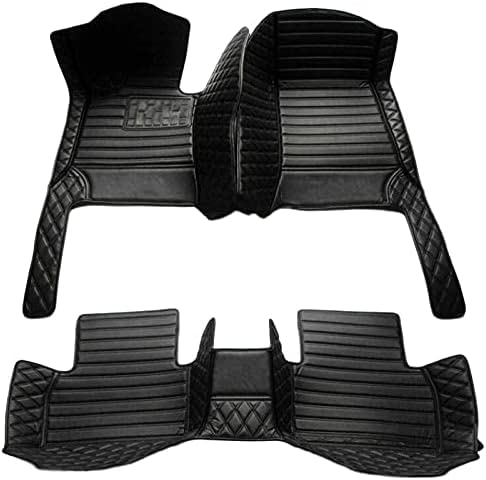 Custom Floor Mats for Cars，Luxury Full Coverage All Weather Car Floor Mats，Leather Car Mat Set ， Floor Mats for 99% of Cars, Trucks & SUVs (Black Double Splicing) - color: Black Double Splicing