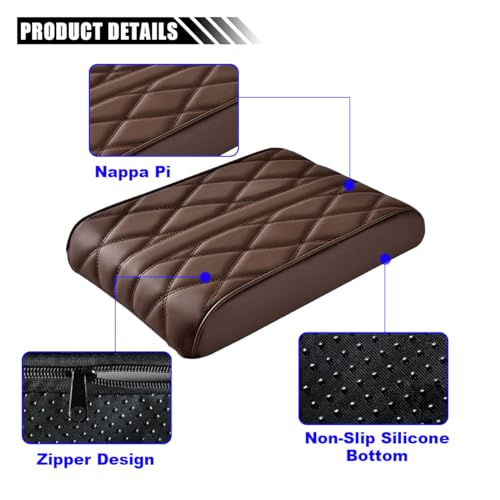 Car Center Console Cover Pad, Leather Auto Console Arm Rest Cover, Waterproof Car Armrest Seat Box Cushion Protector, Memory Foam Armrest Pillow for Most Cars (Coffee) - color: Coffee