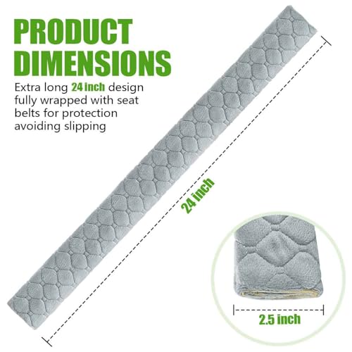 WSSROGY 24 Inch Long Car Seatbelt Cover, Soft Comfort Seatbelt Protector Pads Strap Protecting Neck Shoulder Clothes for Car SUVS Truck (Grey) - color: Smoke Gray