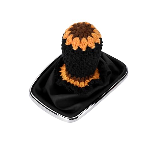 Crochet Shift Knob Cover, Universal Handcrafted Black-Sunflower Boho Car Accessories for Women, Shift Boots Knobs Cover Automotive Interior Fits Car Truck SUV (03#SC) - color: 03#SC