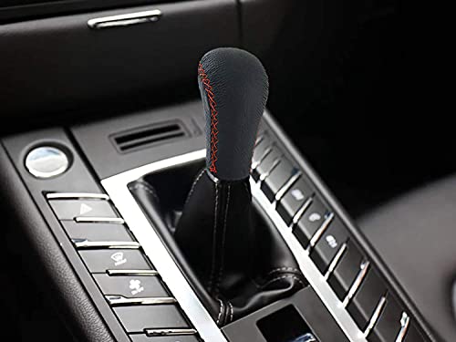 Lunsom Leather Shift Knob, Car Gear Shifter Stick Auto R Style Shift Stick Handle Head Gear Shift Lever Knob for Most Manual Transmission Vehicle (Red Suture) - color: Red Suture