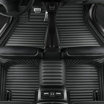 Add Personal Touch to Your Vehicle with IMEISH Customizable Logo Text Car Mats for 99% of vehiclesPads Protection Non-Slip Leather Floor Liners (Black Stripe) - color: Black stripe