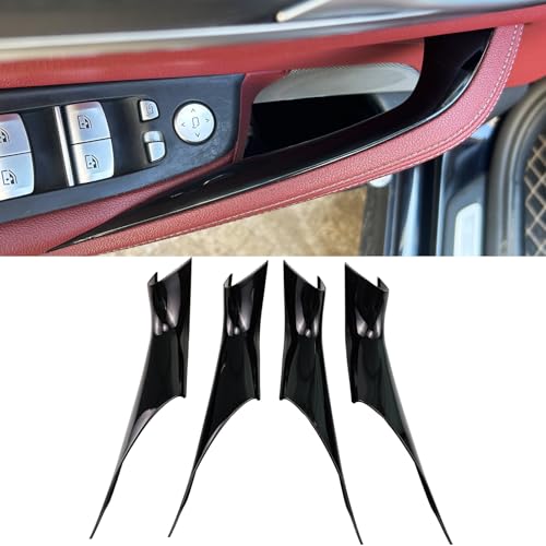 Interior Door Handles Protective Covers Compatible with BMW 5 Series G30 G31 2017-2022 Car Interior Door Pull Handle Covers for 520i 520d 525d 530e 530i 540d 540i 550i (4PCS Piano Black) - color: 4PCS Piano black