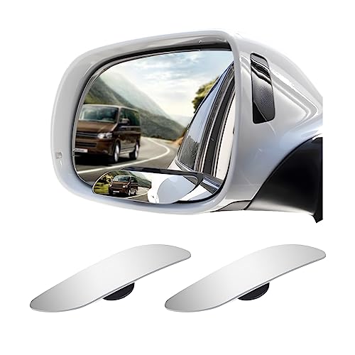 AICEL Blind Spot Car Mirror, 2 Pack 360° Adjustable Convex Rear View Mirror, HD Glass Wide Angle Frameless Rectangular Shaped Car Side Mirror, Self Adhesive Safety Security Blind Spot Mirror