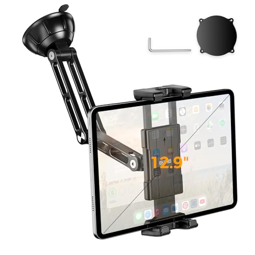 OHLPRO Suction Cup Car Tablet Holder with Aluminum Arm, Dashboard Windshield iPad Mount for Truck Van RV, Compatible with 5-13" iPad Pro Air Mini Galaxy Tab - size: 9" Aluminum Arm