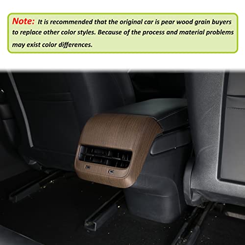 Rear Air Outlet Vent Trim Cover, Rear Air Condition Vent Cover Trim, Rear Center Console Air Vent A/C Cover Trim for Tesla Model 3/Y 2017-2023 (Wood Grain) - color: Pear Wood Texture