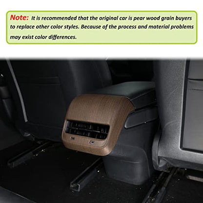 Rear Air Outlet Vent Trim Cover, Rear Air Condition Vent Cover Trim, Rear Center Console Air Vent A/C Cover Trim for Tesla Model 3/Y 2017-2023 (Wood Grain) - color: Pear Wood Texture