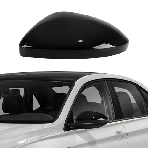 Left Driver Side Mirror Cover Cap Compatible with VW Jetta 2019 2020 2021 2022 2023 2024, 【Only for US Version Without Turn Signals】, Clip-on Rearview Door Mirror Housing Cap Trim - color: Glossy Black, size: Left