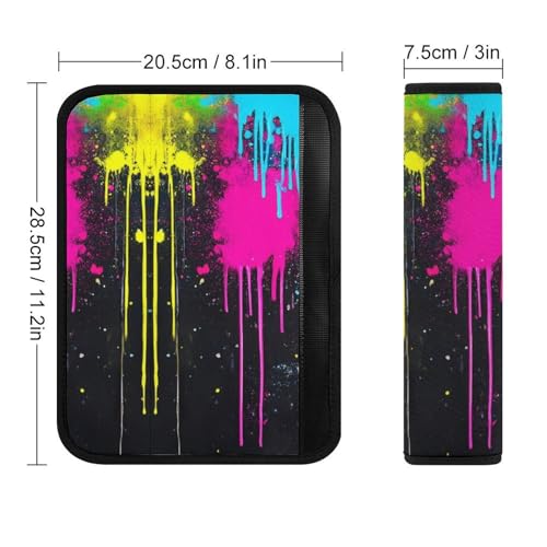 Comfortable Cushion Pad Car Shoulder Strap Harness Pad, Paint Splatter Dark Colorful 2PCS Car Belt Covers - color: Color850