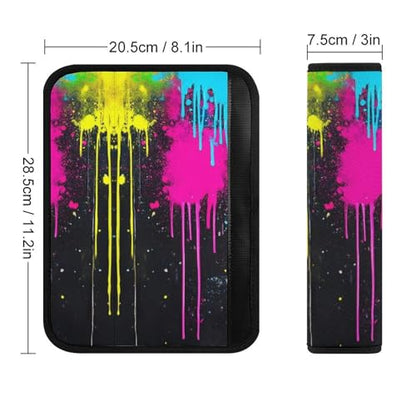 Comfortable Cushion Pad Car Shoulder Strap Harness Pad, Paint Splatter Dark Colorful 2PCS Car Belt Covers - color: Color850