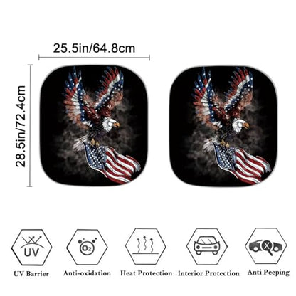 American Flag Eagle Windshield Sunshade for Cars Sedans Van SUV Sun Proof Car Front Windows Sunshade UV Rays Protection Easy to Install - color: American Flag Eagle