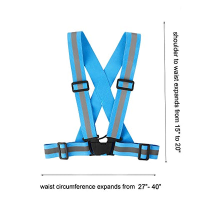 Running Reflective Vest Gear 3 Pack, Adjustable Safety Vest High Visible Reflective Belt Straps Night Walking Vest - color: Green,Blue,Pink