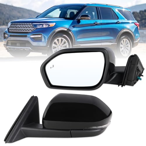 Left Driver Side Mirror Compatible With 2020-2026 Ford Explorer With Power Folding Power Glass Heated Blind Spot Puddle Light Turn Signal Mirror Memory Camera Black Replace#LB5Z17683EA(13Pins) - color: 13Pins, size: L