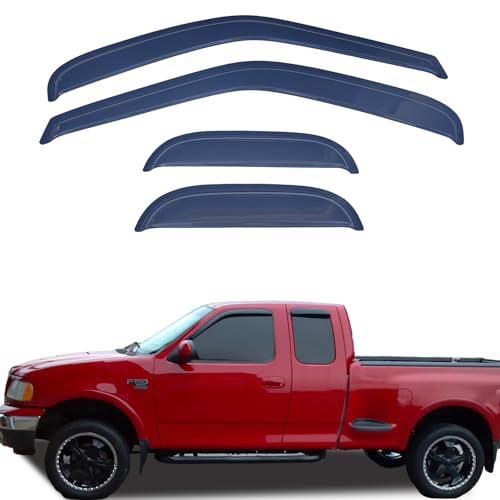 Tape On Window Visors Compatible with 1997-2003 Ford F-150,1997-1999 F-250 Super/Extended Cab, Side Vent Window Deflector Rain Guard Shade,Truck Accessories-4pcs - size: For Ford F-150 Super/Extended Cab 1997-2003