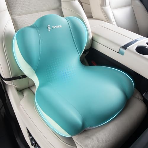 FLORICH Memory Foam Truck Seat Cushion,Car Seat Cushion and Lumbar Support Pillow for Office Chair, Ergonomic Back Support & Sciatica Relief for Long Drives(Green) - color: Green