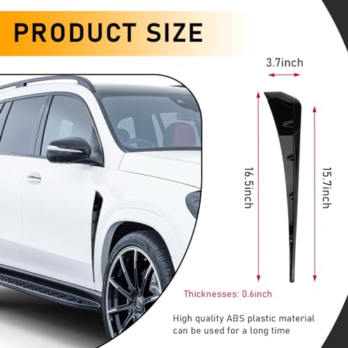 povtii 2PCS Car Fender Side Vents, Carbon Fiber Spoiler Body Decoration Cover, Auto Exterior Accessories Air Inlet Grille Spoiler Trim Cover, Car Accessories Spoiler Trim Cover (Black) - size: Black