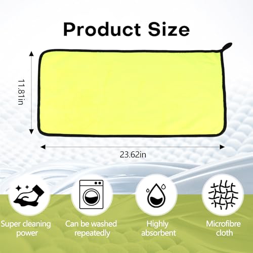 Hovom 3PCS Car Microfiber Towels, 23.62"×11.81" Lint-Free Microfiber Towels for Cars Wash Drying, Super Absorbent Cleaning Cloths, Reusable Washing & Detailing Towel, Car Cleaning Supplies (Yellow) - color: Yellow
