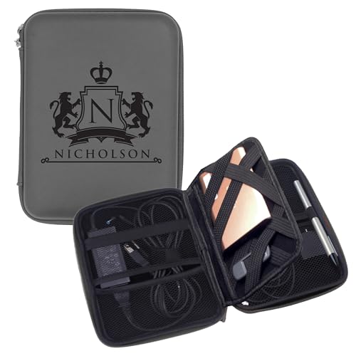 The Wedding Party Store Custom Personalized Cord Case for Charging Cables - Electronics Travel Organizer Pouch (Gray) - color: Gray