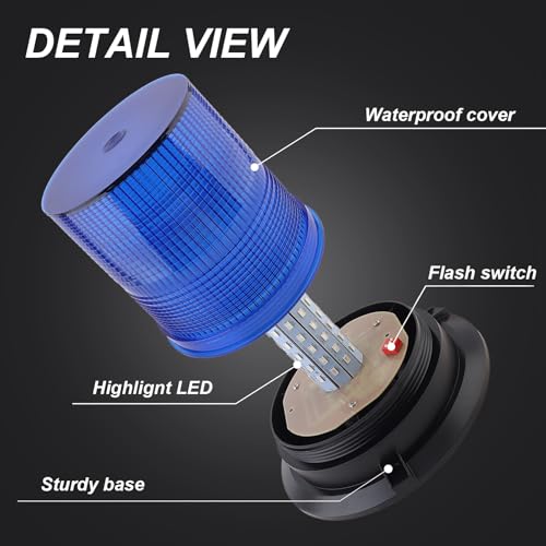 Blue Led Strobe Lights, 12-48V Warning Emergency Flashing Beacon Lights, 3 Modes Waterproof Flashing Safety Warning Lights for Trucks, Cars, Bus, Tractor, Mower, ATV, Golf Carts, UTV - color: Blue