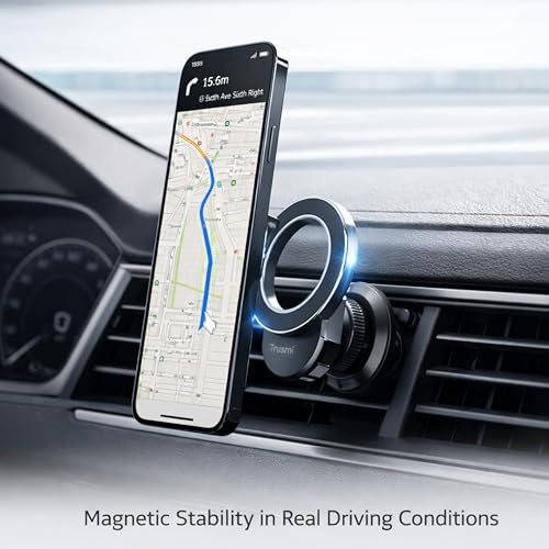 Trusmi Magnetic Car Phone Holder for MagSafe, Air Vent Phone Mount 360° Rotation, Strong Magnet Cell Phone Holder for Car for iPhone 17 16 15 14 13 12 Pro Max, Samsung Galaxy, Google Pixel