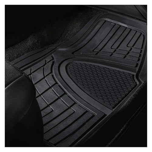 Heavy-Duty Rubber Car Floor Mats - Universal Fit Full Set for Sedans, SUVs, and Trucks - Climaproof & Trimmable - Black