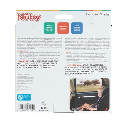 Nuby Car Seat Sunshade for Vehicle Window | 2 Pack| Breathable Mesh Fabric | Full Window Function for Fresh Air Flow | Blocks Sun Rays, Bugs, and Cools Car |Black - style: Window Mesh Shade