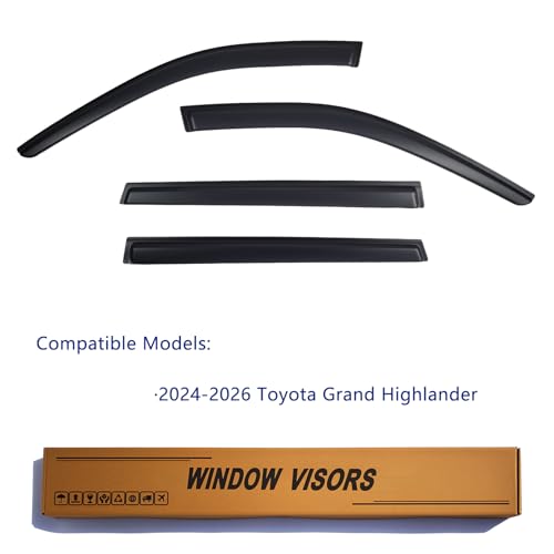 Window Visors Rain Guards Compatible with 2024-2026 Toyota Grand Highlander, Out-Channel Side Window Wind Deflectors Vent Shades Accessories, Dark Smoke 4 Pcs, 2025 - size: 2024-2026 Toyota Grand Highlander