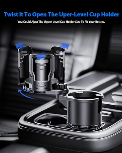Cup Holder Expander for car 2 in 1 Multifunctional Car Cup Holder Extender Adapter with Adjustable Base Compatible with Hydro Flask,Yeti, Nalgene,32/40 oz Large Bottles Drinks Mugs-Large - size: Large