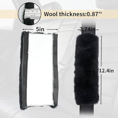 Aegis Cover Sheepskin Seat Belt Cover, Premium Australian Merino Wool Padding, Ultra-Soft & Durability, 0.5" Thick Seat Belt Pads, Universal Fit for Car, Truck, SUV 2Pack (Black) - color: BLACK