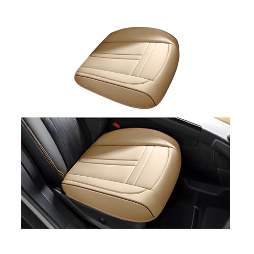 Car Front Seat Covers, Leather Anti-Slip Vehicle Front Seat Protection Full Wrap, Waterproof Driver Automotive Bottom Cushion Pad Mat Accessories, Universal for SUV, Sedan, Truck (Beige) - color: Beige