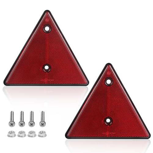 2-Pack Triangle Safety Reflectors Red Trailer Screw Mount Reflector for Gate Posts, Suitable for Truck Trailer Tractor, Boats, Driveway, Mailbox, Golf Cart - color: Red Triangle Screw on