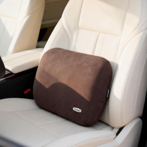 Carwales Lumbar Pillow for Chair Pad Latex Soft Lower Back Pain Relief Support for Car Seat Travel Rest Home Office Accessories Thin Brown - color: Brown