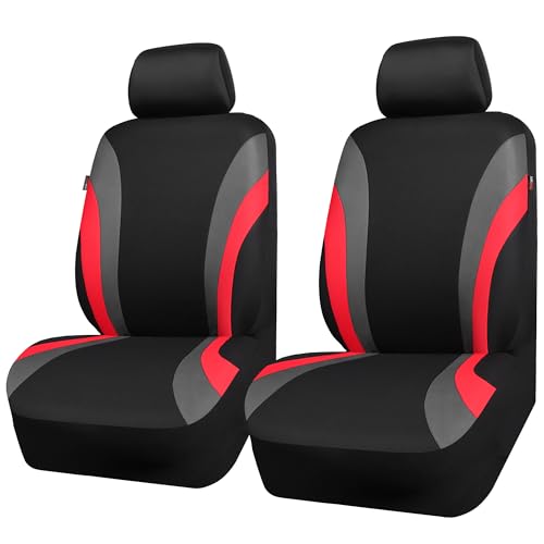 CAR PASS Line Rider Sporty Front Seat Covers,Red Car Seat Covers Two Front Seats Only, Airbag Compatible,Universal Fit Sedans,Cars,Vans,SUV,Truck(Black and Red) - color: Black and Red, size: Two Front Seat